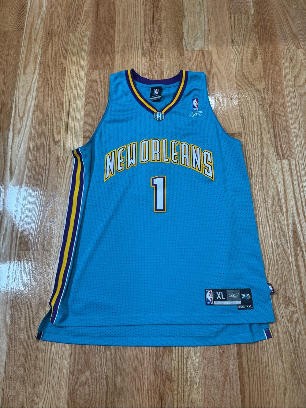 Vintage Baron Davis New Orleans Hornets Jersey Mens Size XL Reebok Stitched
